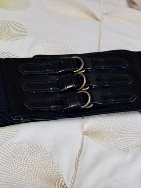 Deena & Ozzy Black Corset Waist Belt Vegan Leather Women's M/L